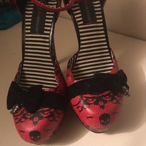 Red and black skull heels